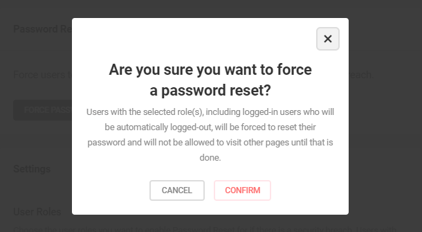 Confirm password reset