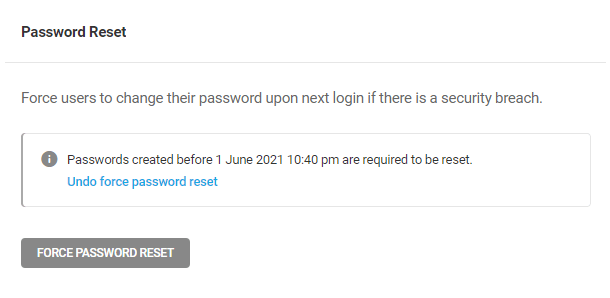 Password reset enabled confirmation