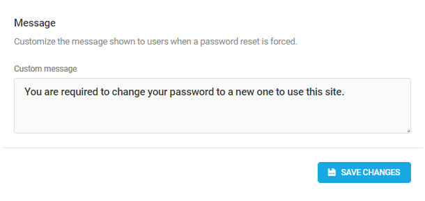 Password reset message