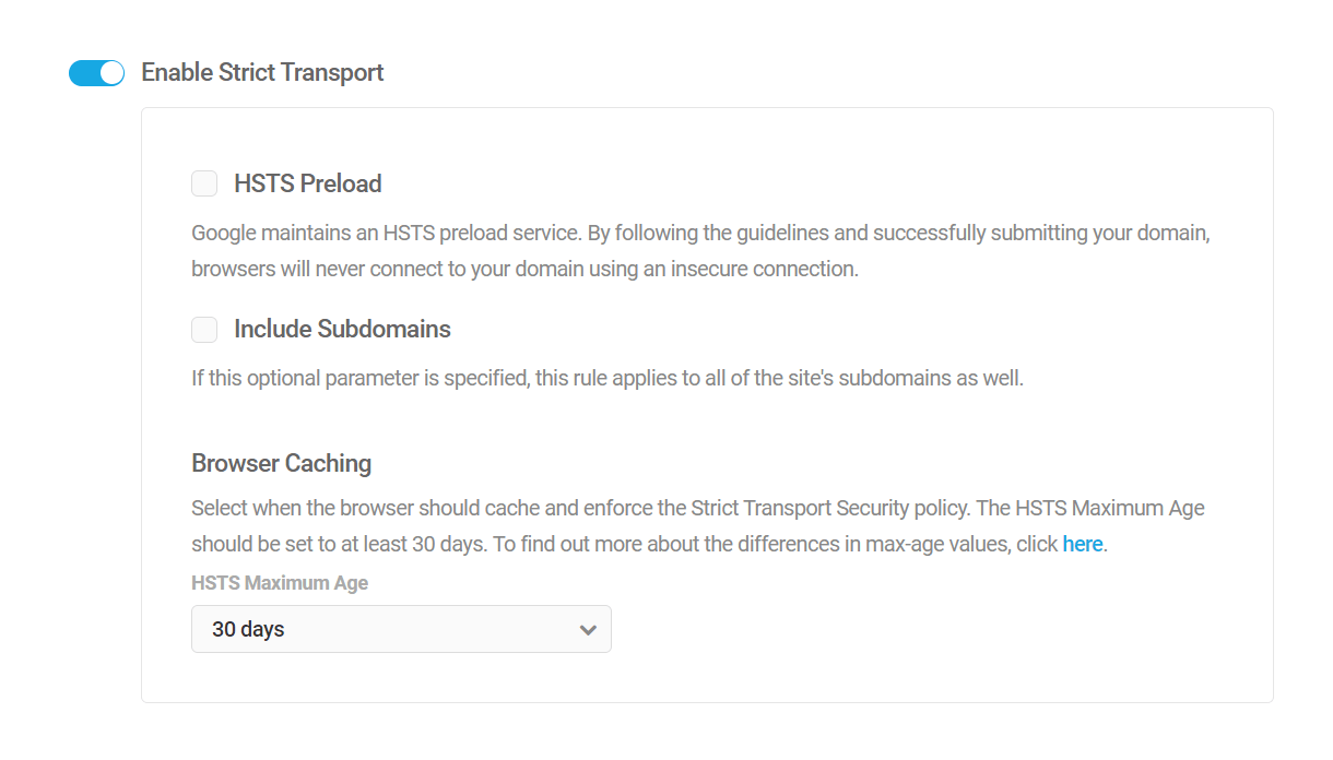 Enable HSTS security header in Defender