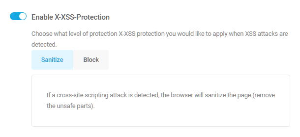 Enable X-XSS security header in Defender