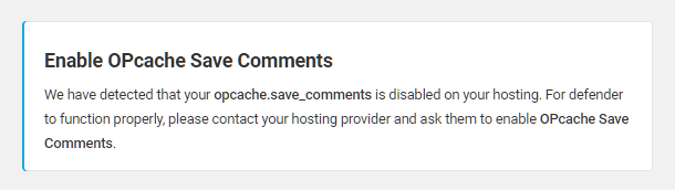 Defender notice for Kinsta-hosted sites
