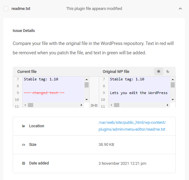 Modified plugin file detected by Defender