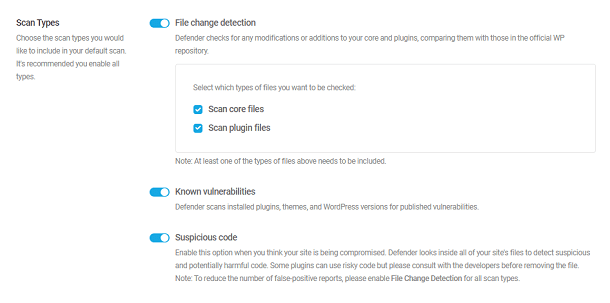 Defender Malware Scan settings