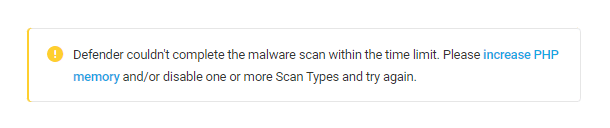 Defender malware scan timeout notice