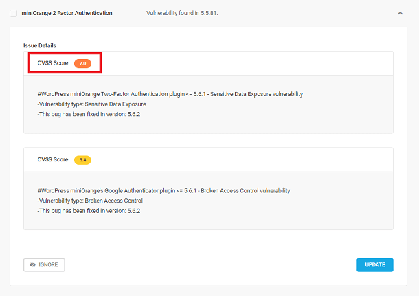 Known plugin or theme vulnerability detected by Defender
