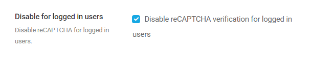 Disable Google reCAPTCHA for logged-in users in Defender