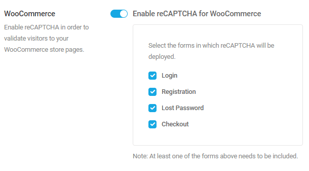 Add reCAPTCHA to WooCommerce forms in Defender