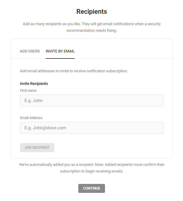 Invite recipients to receive Defender notifications