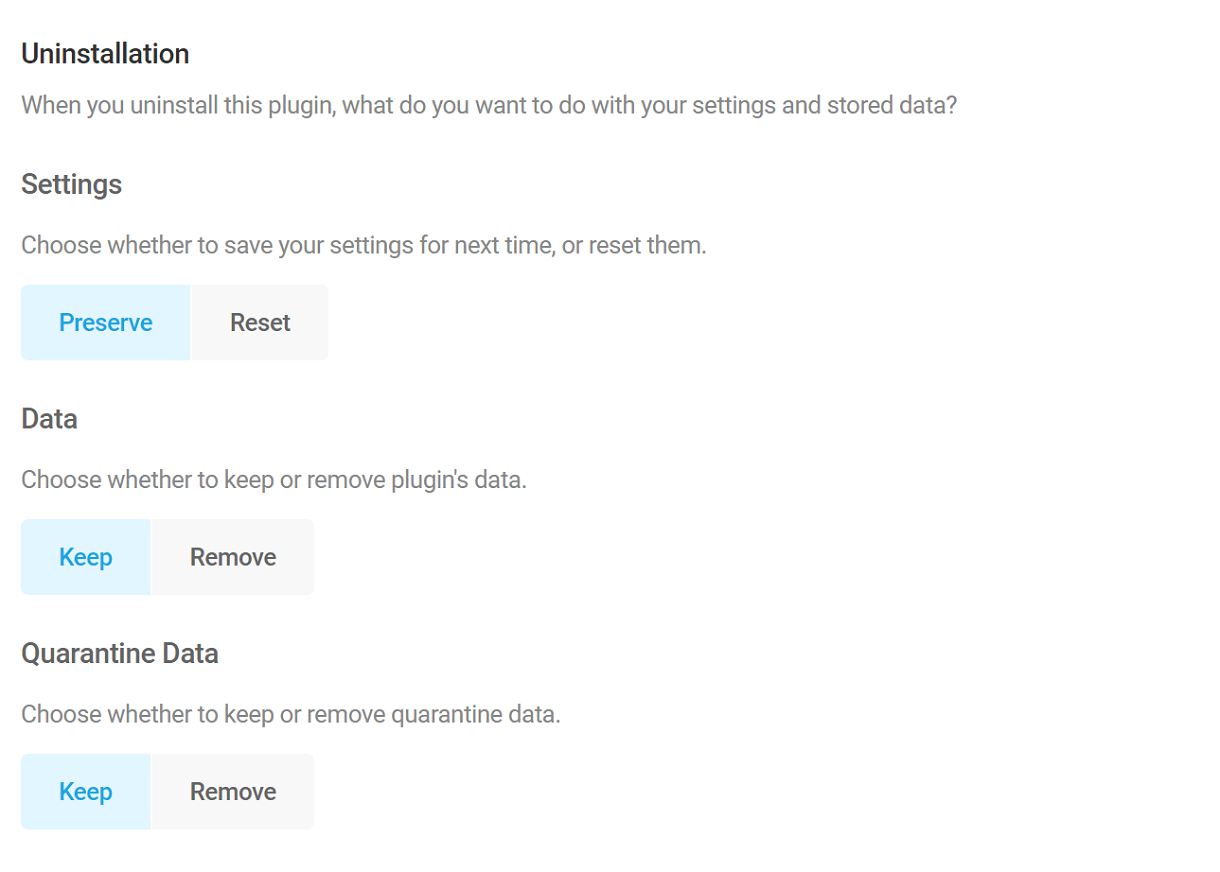 Defender Uninstallation Settings
