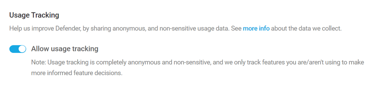 Enable usage tracking in Defender
