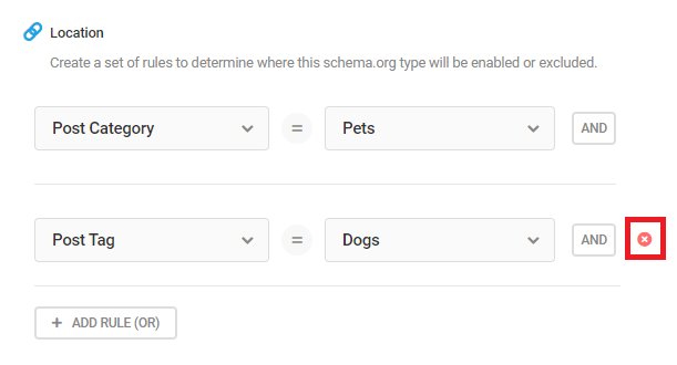 delete condition for schema type location
