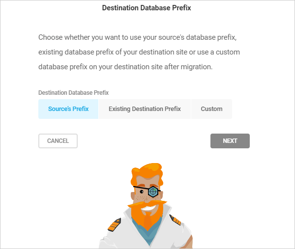 Shipper API Migration - Destination Database Prefix modal window