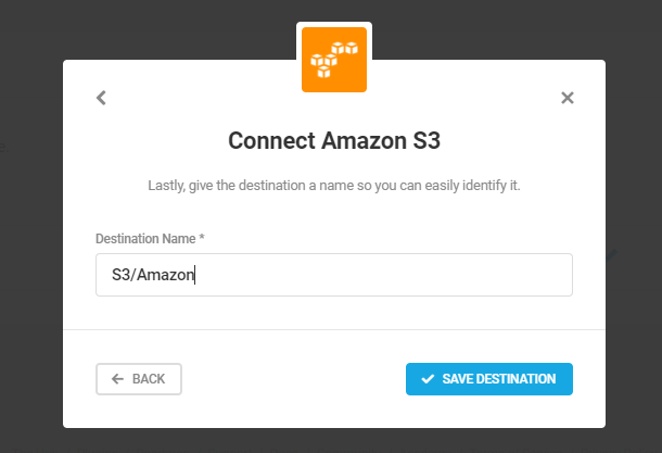 destination name for amazon s3