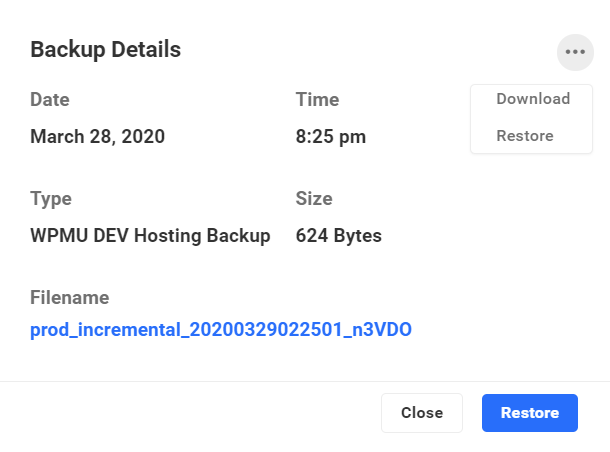 Hub Backup Details