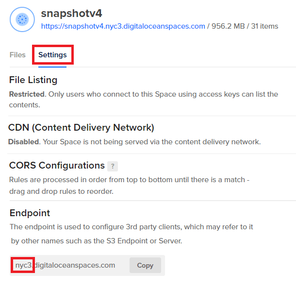 digital ocean spaces region in endpoint