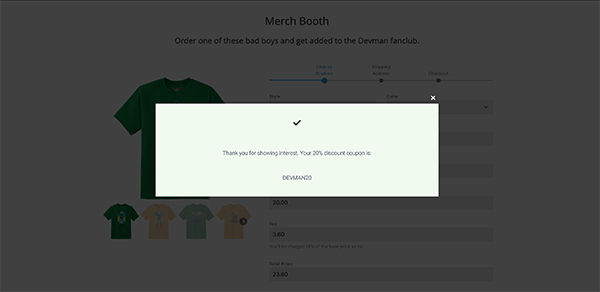 A look at the discount code being displayed.