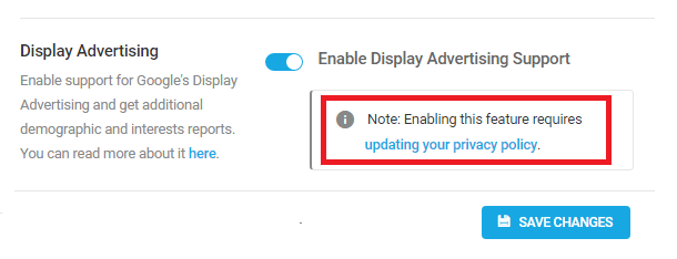display advertising setting