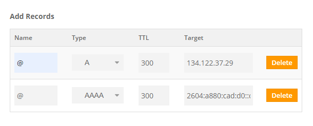 Example A & AAAA records