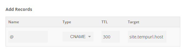 Example CNAME record for top-level domain