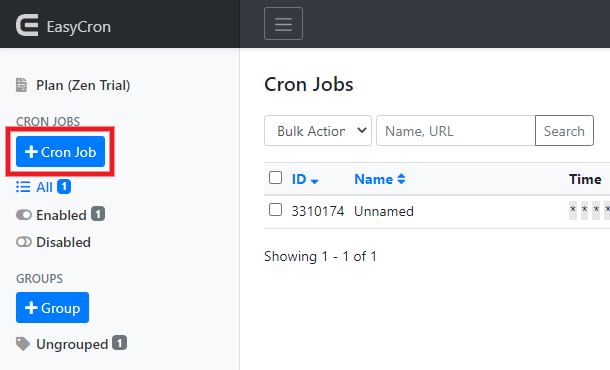 Add a new cron job in EasyCron