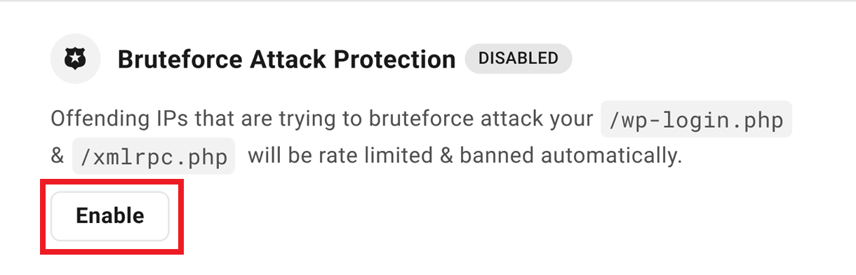 enable brute force attack
