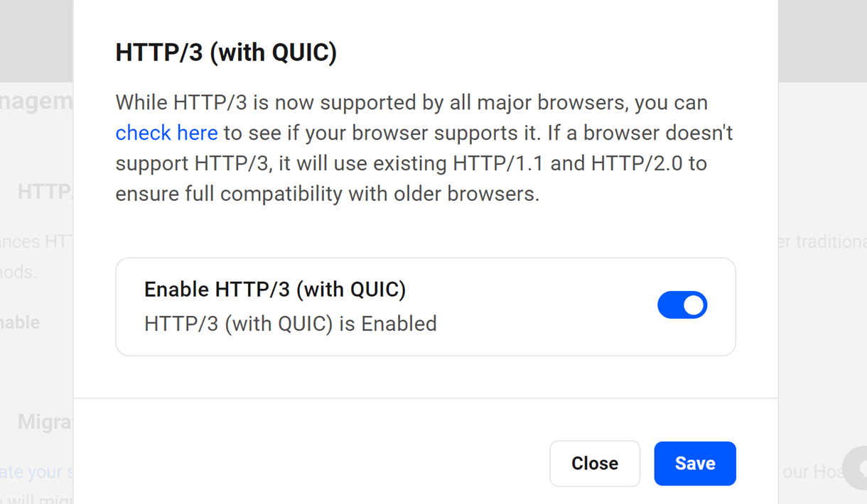 Enable http3 option