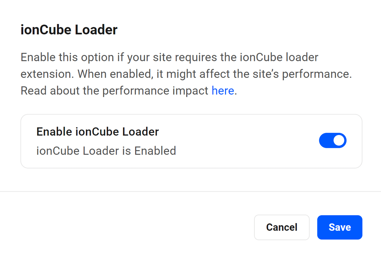 enable ioncube loader option