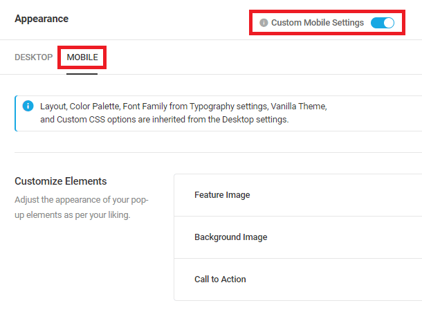 enable mobile settings