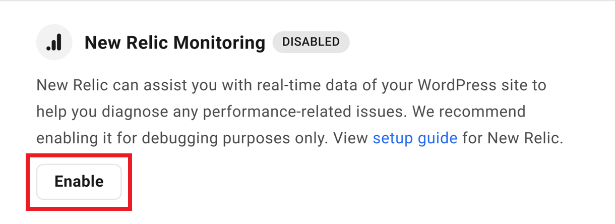 enable new relic monitoring