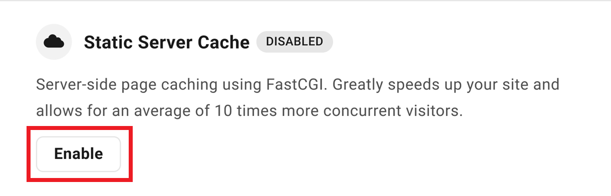 enable static server cache