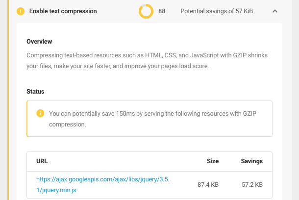 enable text compression audit