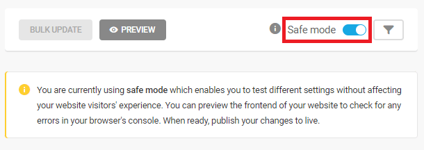 Enabling asset optimization safe mode