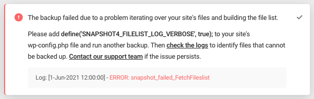 Error: snapshot_failed_FetchFileslist