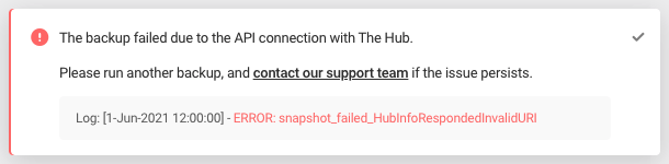 Error: snapshot_failed_HubInfoRespondedInvalidURI