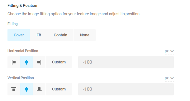 feature image fitting and position