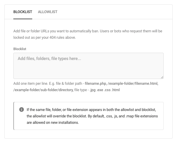 files, folders & file types allowlist and blocklist