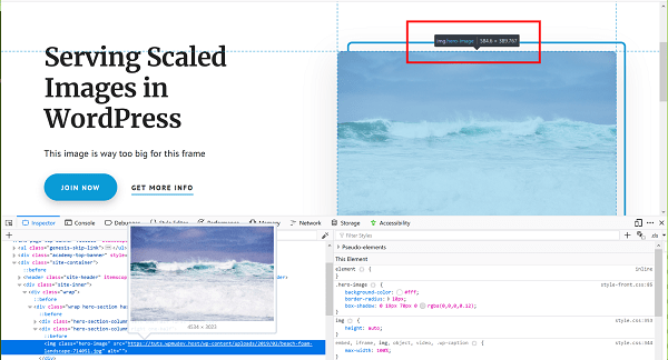 Screenshot of firefox developer tools