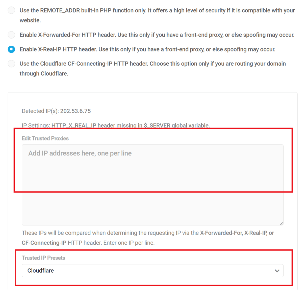 firewall trusted proxies