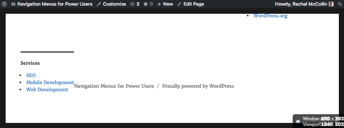 the footer menu is ;left aligned and not very wide