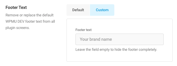 Whitelabel footer text