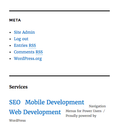 the footer menu and the credit text are mixed up on small screens