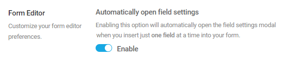form editor settings