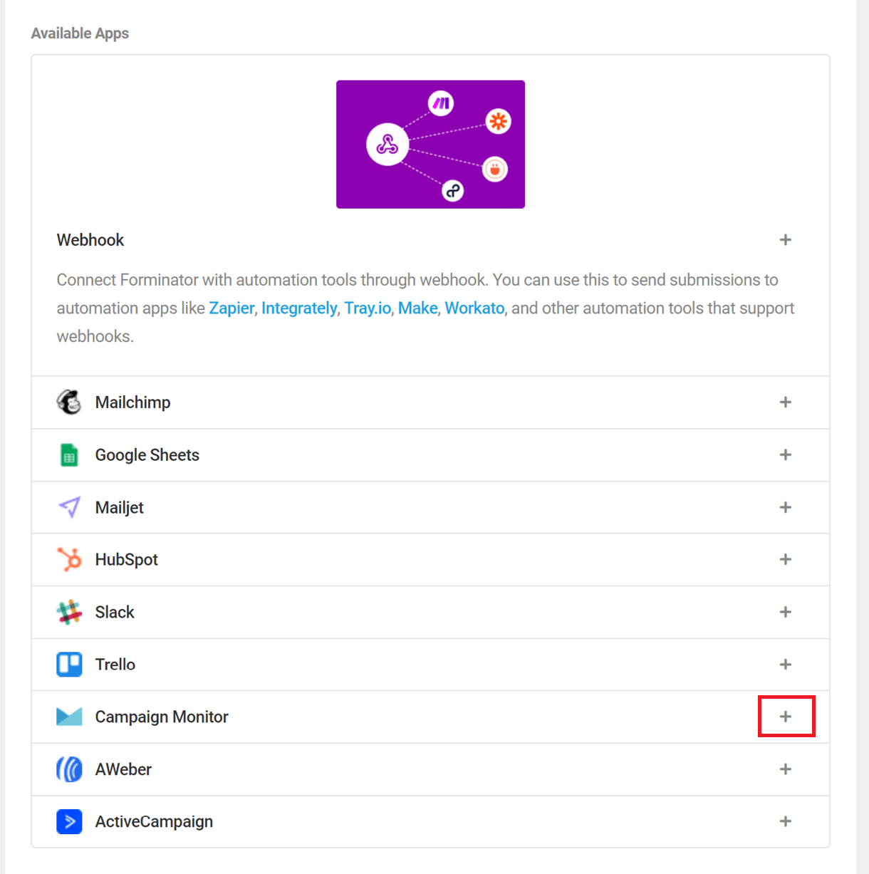 formi cm integration
