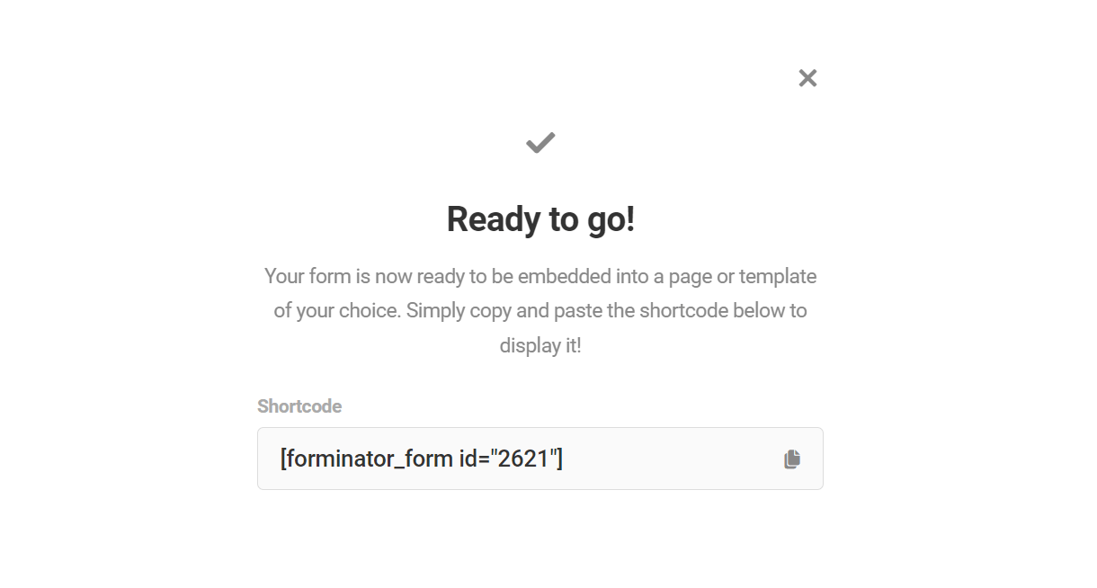 published form shortcode