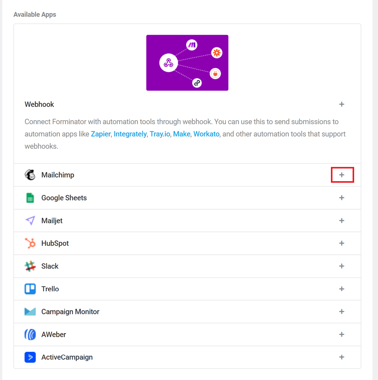 formi mailchimp integration