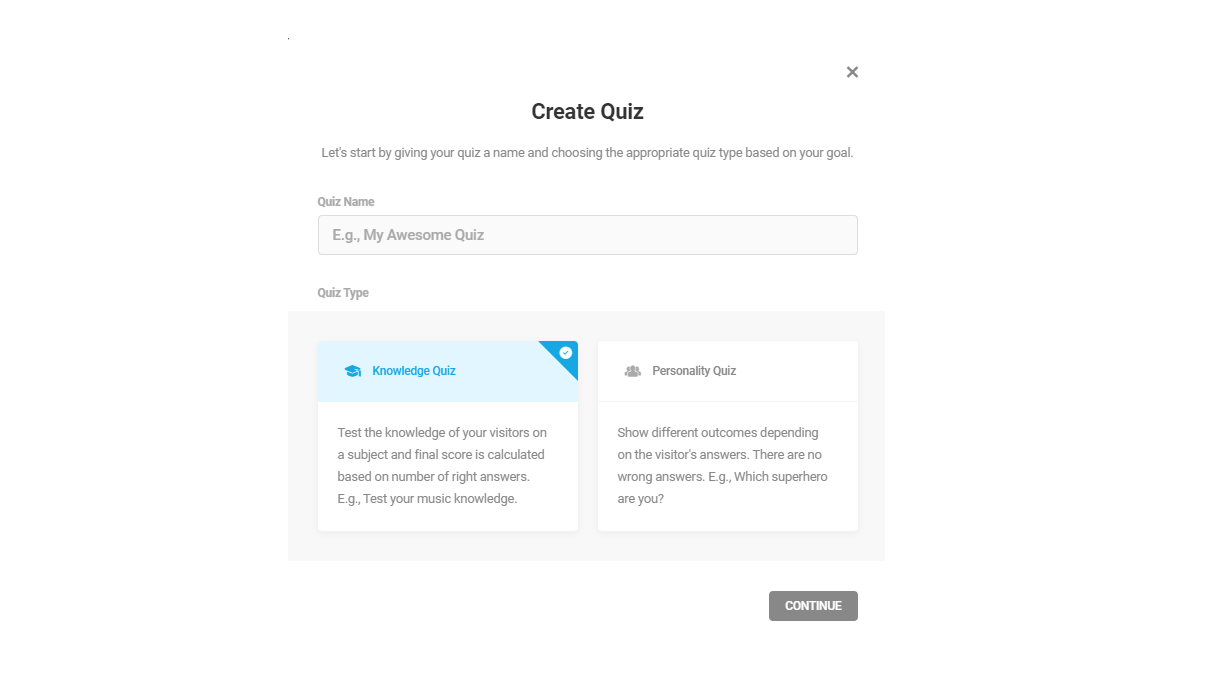 create a new quiz