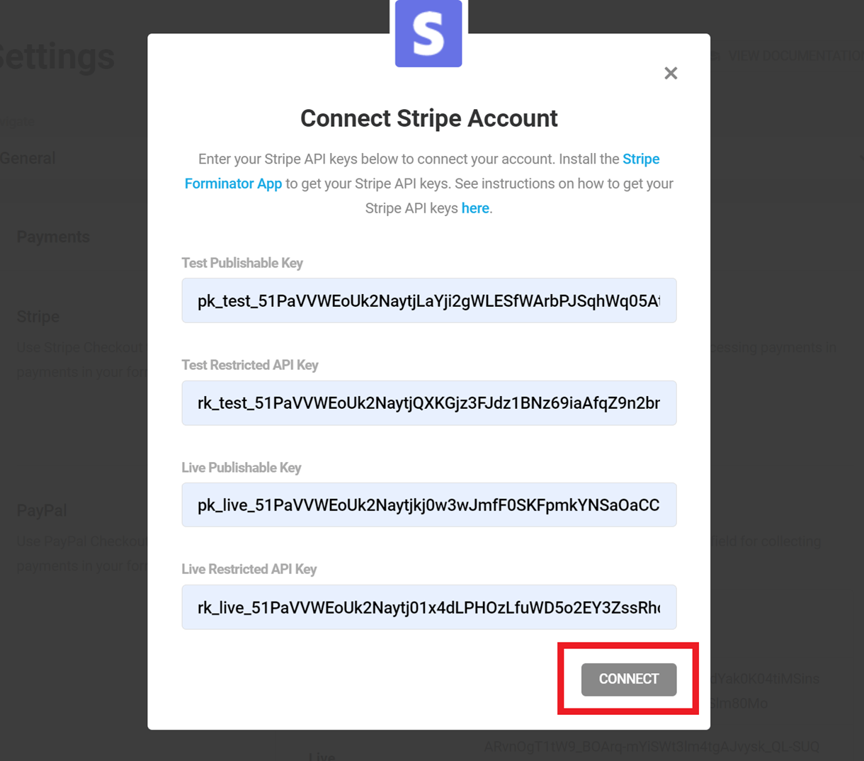 formi stripe integration