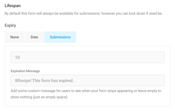 Set form to expire after certain number of submissions in Forminator