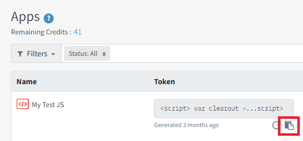Copy app code at Clearout